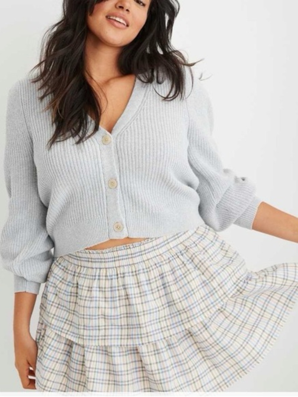 Aerie Rock N Ruffle Plaid Tiered Skirt